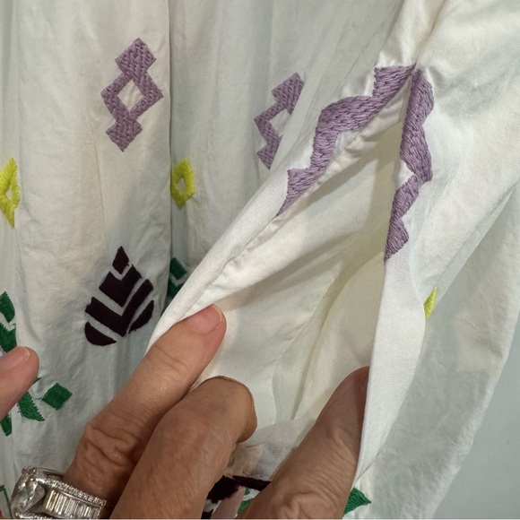 Anthropologie White Dress with Colorful Embroidery - Picture 6 of 9